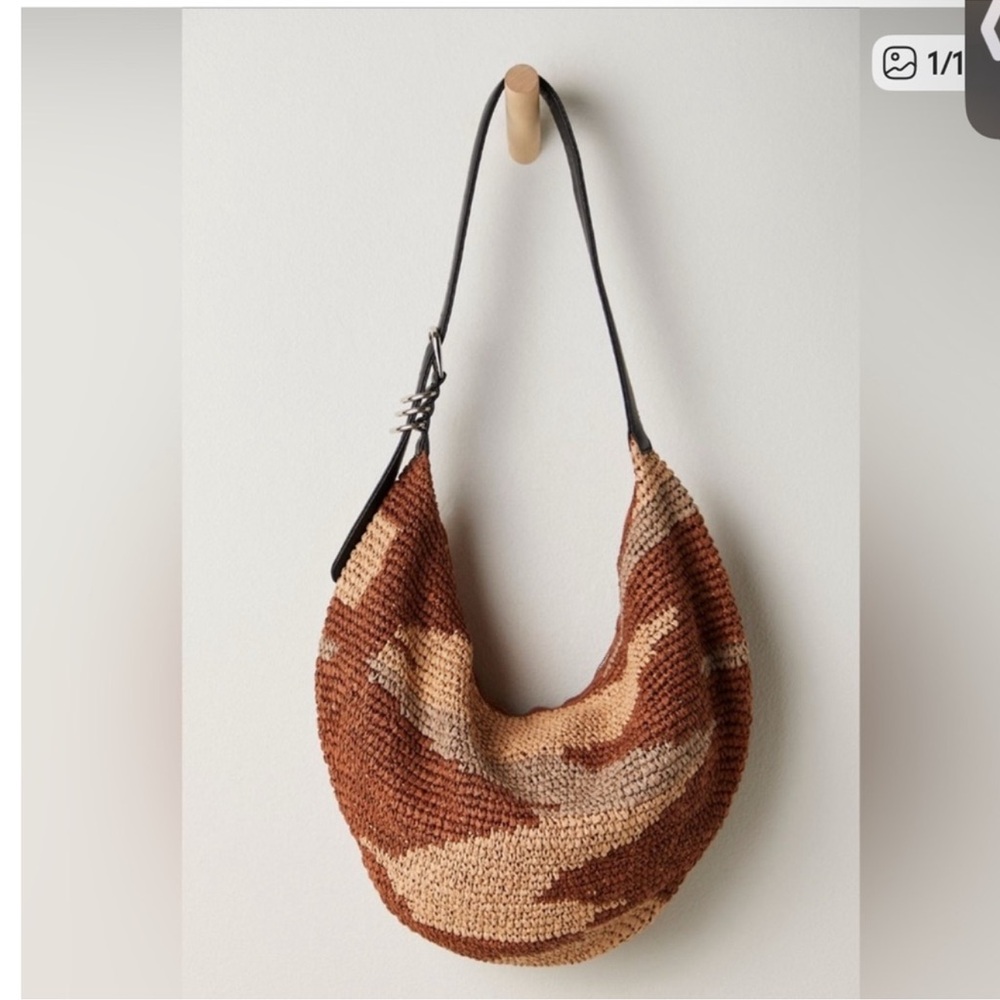 Free People Brown and Tan Woven Shoulder Bag